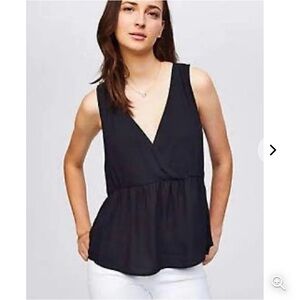 LOFT | XL | Sleeveless Faux-Wrap Peplum Surplice Blouse